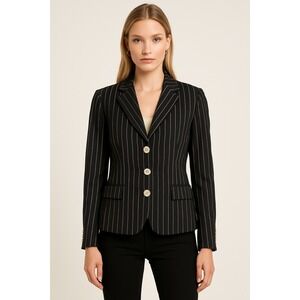 Lauren Ralph Lauren Womens Pinstripe Blazer Size 10 Girl Boss Energy Office Core